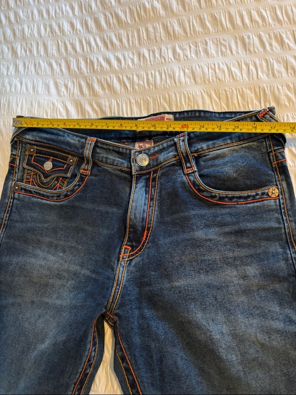 True Religion Blue Denim Jeans with Red Label Accents - Picture 10 of 15